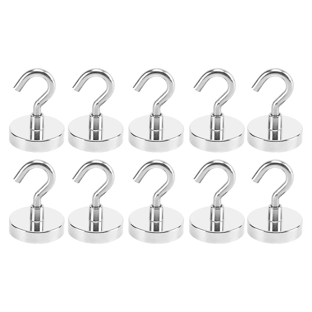 10Pcs Strong Magnetic Hooks Punch free Practical Load Bearing Hook Thick Wall Storage For Indoor Outdoor Home Kitchen 2/12/34kg