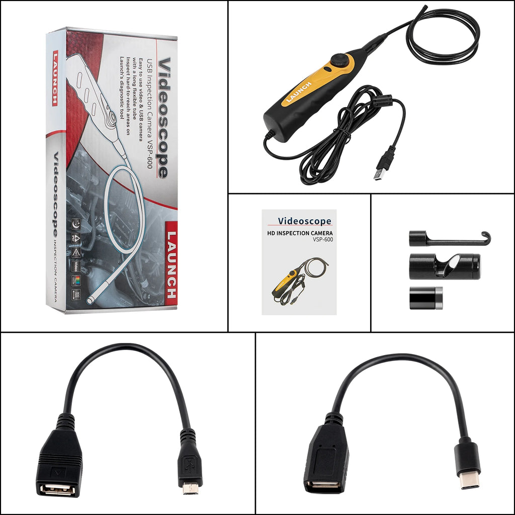 LAUNCH VSP-600 Borescope Inspection Camera IP67 Waterproof VSP600 Videoscope 5.5MM 6 LED Light for X431 Series USB Endoscope