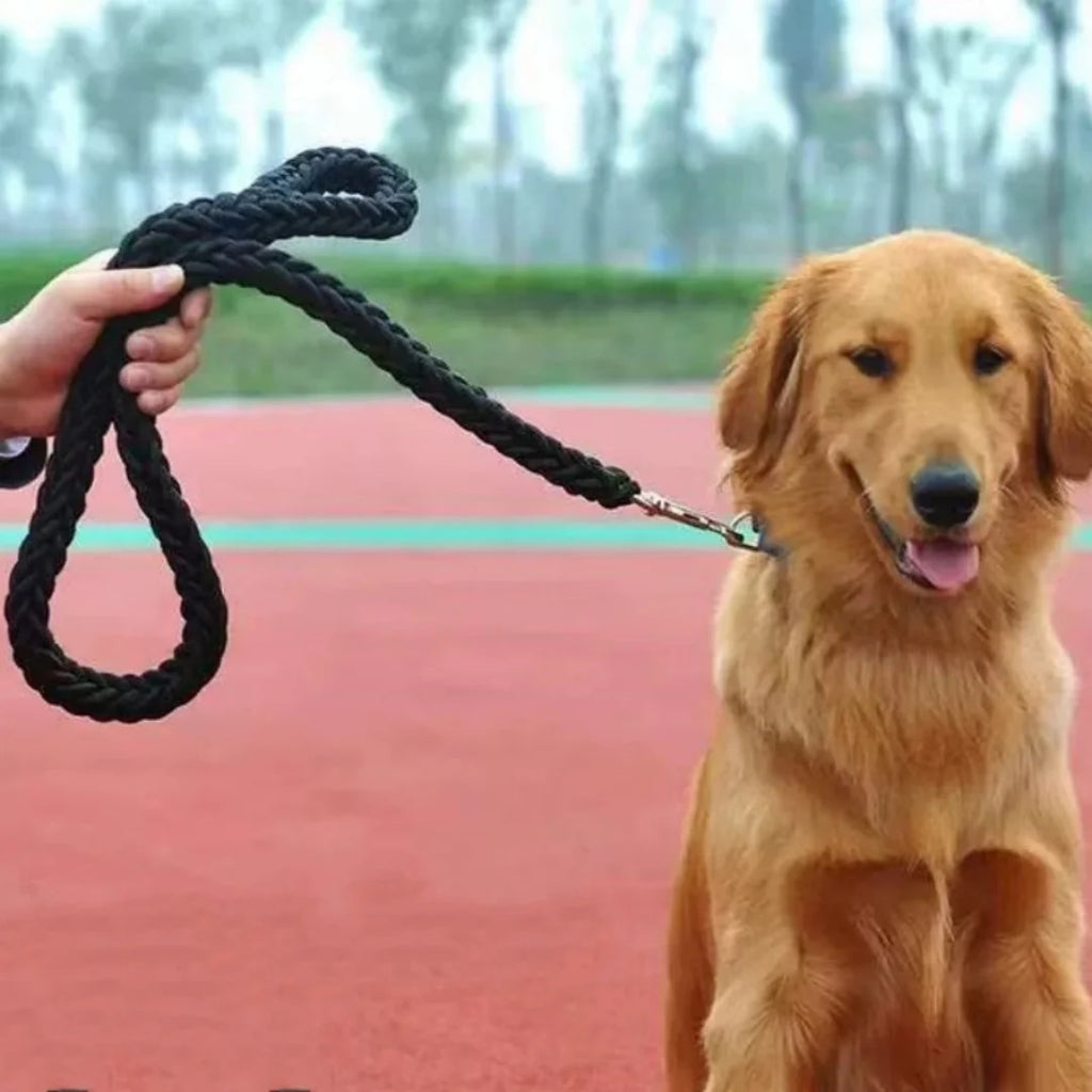 Durable Nylon Braided Large Dog Leash Traction Rope For Bulldog Rottweiler Hound Pets Walking Thick Hand Lead Accessories