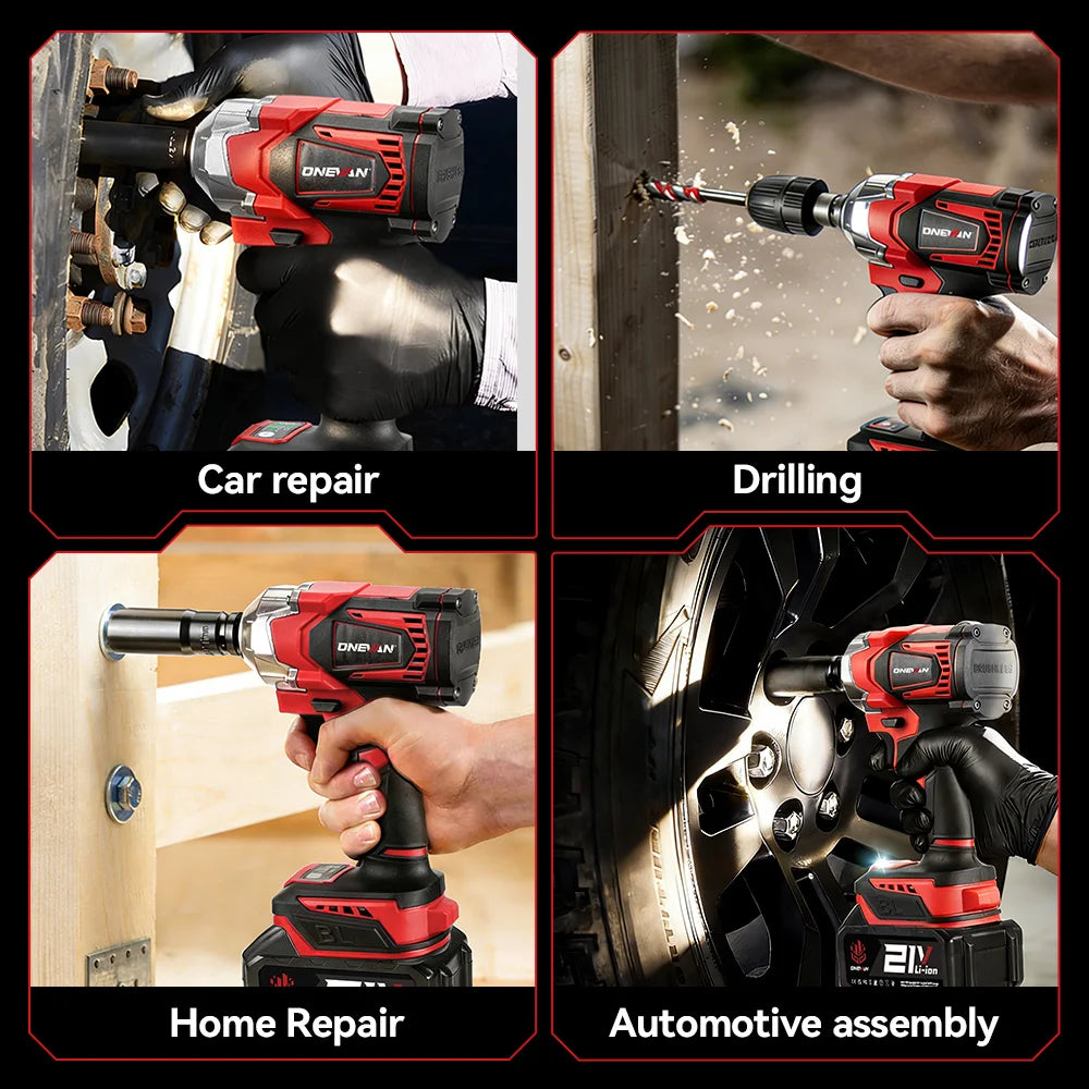 ONEVAN 1200N.M Brushless Electric Impact Wrench DTW500 4Gear Rechargeable Electric Screwdriver Power Tool For Makita Battery Pin
