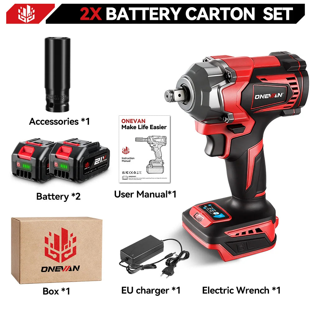 ONEVAN 1200N.M Brushless Electric Impact Wrench DTW500 4Gear Rechargeable Electric Screwdriver Power Tool For Makita Battery Pin