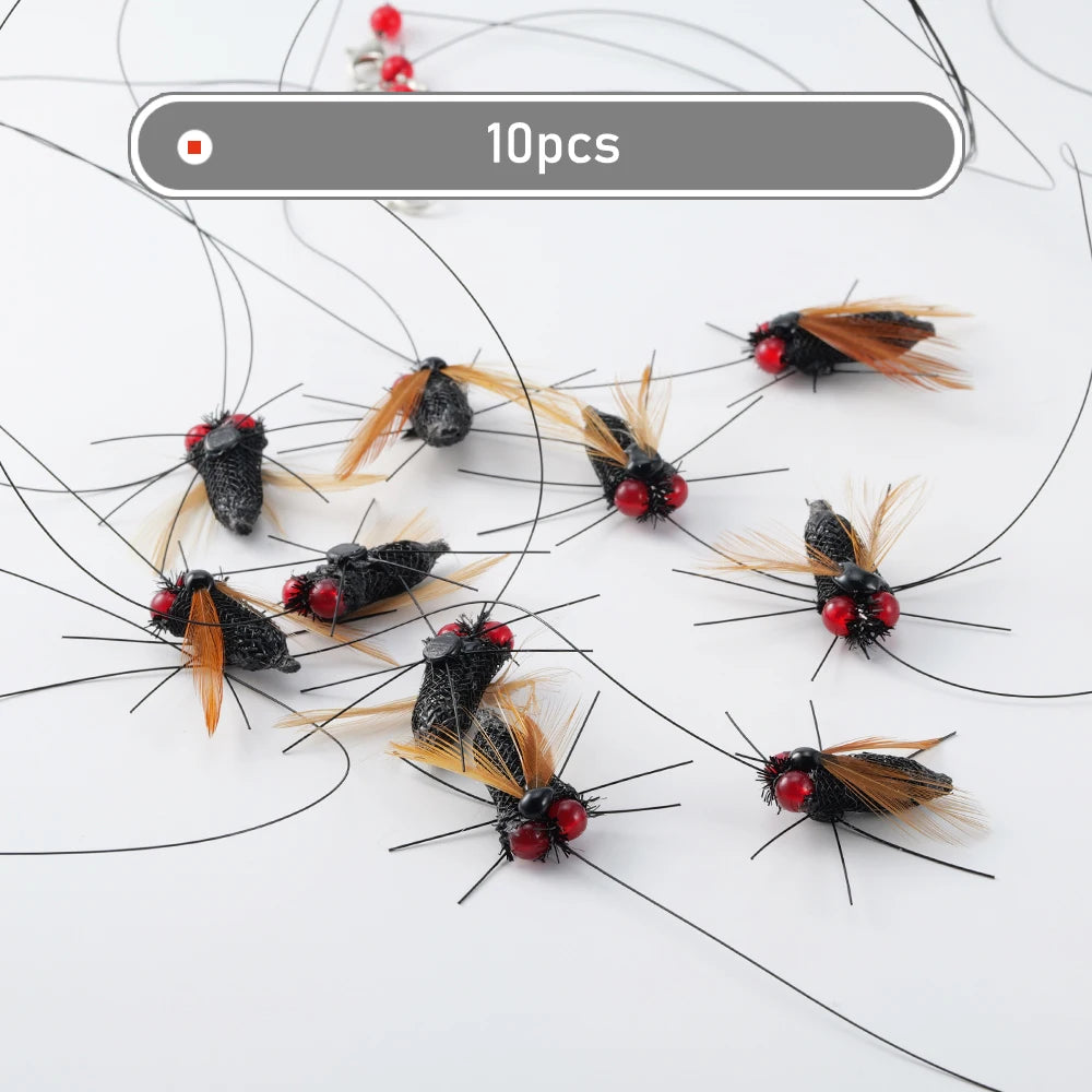 Simulated Fly Cat Toy Replaces Head Cat Teasing Stick Teasing Interactive Wand Little Bug Pet Toy