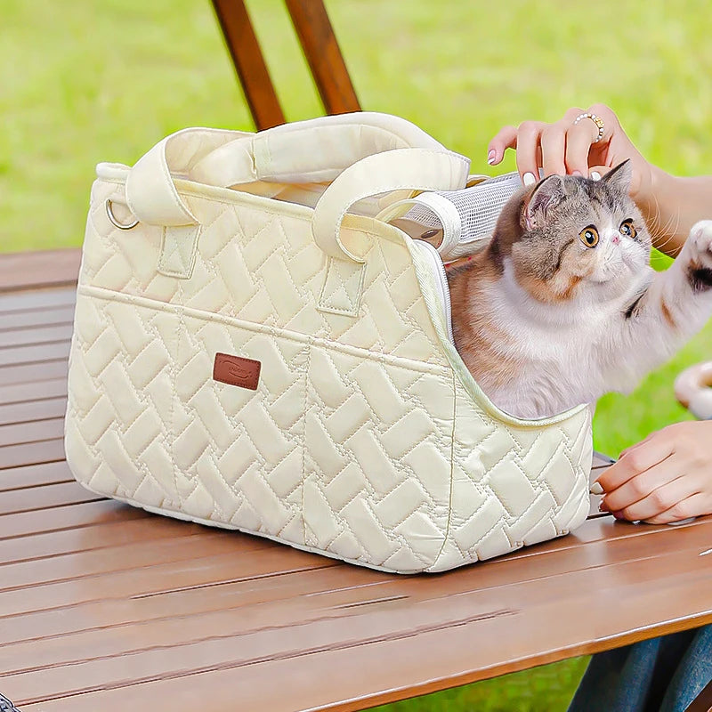 Pet cat carrying bag Escape free portable multi-function pet bag Large capacity breathable cross-body bag portable soft bag zwq
