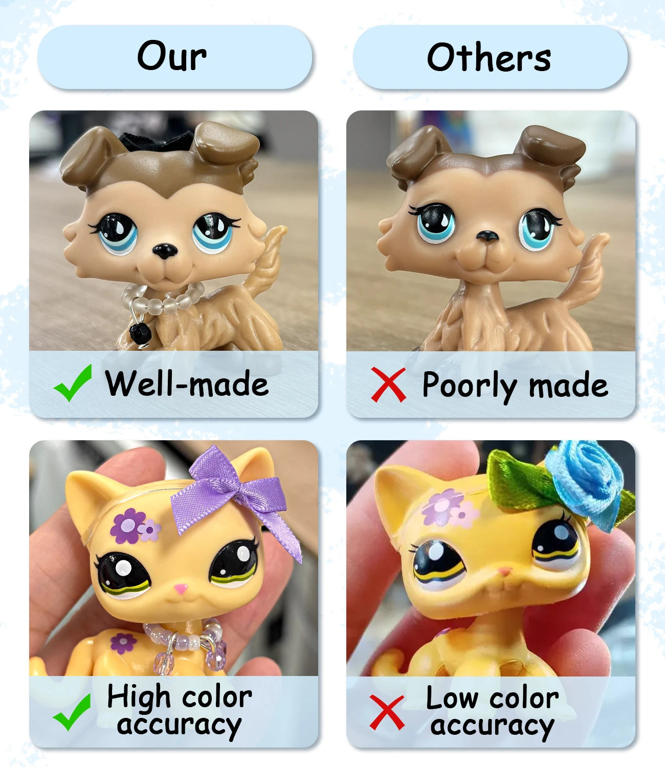 More Toys Lovely Pet Shop Shorthair Cat Dachshund Collie Deer Husky Wolf with Accessories Set