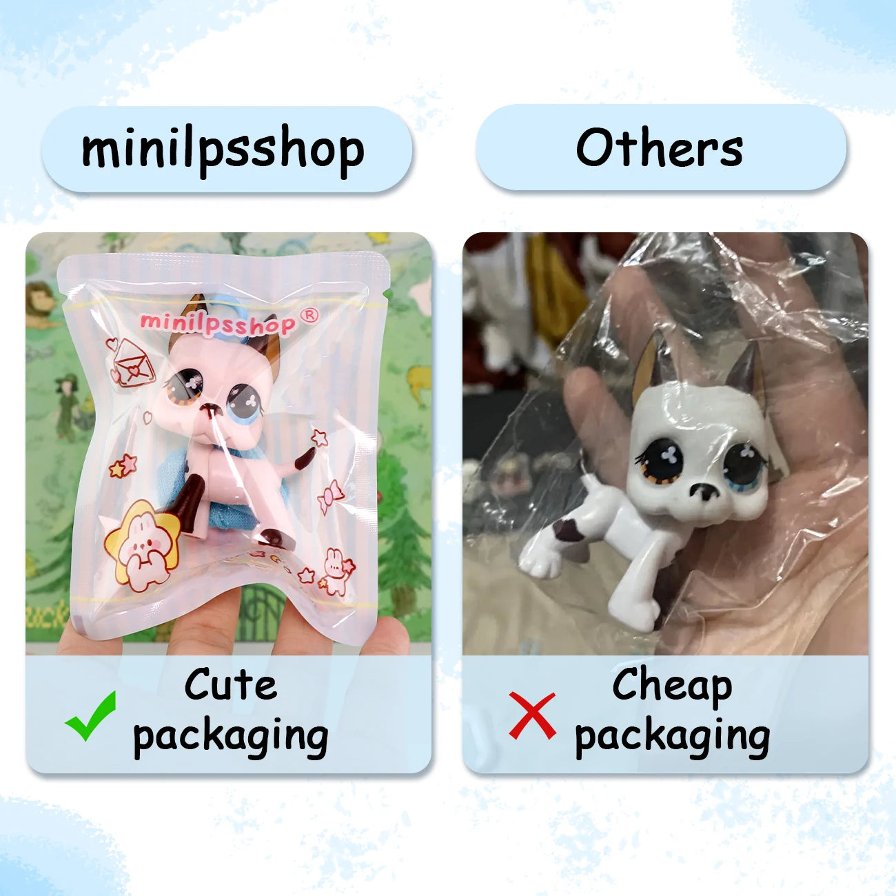 More Toys Lovely Pet Shop Shorthair Cat Dachshund Collie Deer Husky Wolf with Accessories Set