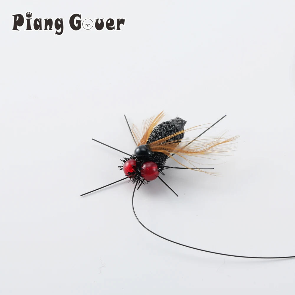 Simulated Fly Cat Toy Replaces Head Cat Teasing Stick Teasing Interactive Wand Little Bug Pet Toy
