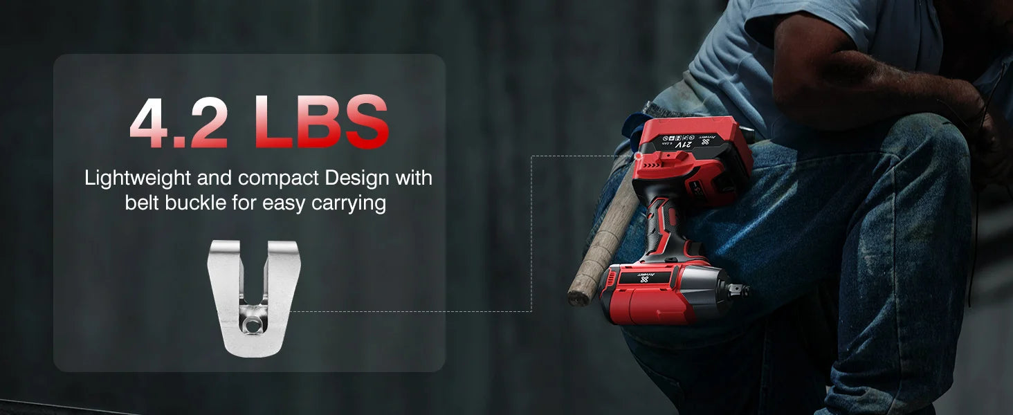 AVHRIT 1/2"Brushless Cordless Impact Wrench 650Nm(480Ft-lbs) 2200RPM w/ 2x4Ah Battery Kit & Sockets-Heavy Duty for Car/Truck/DIY