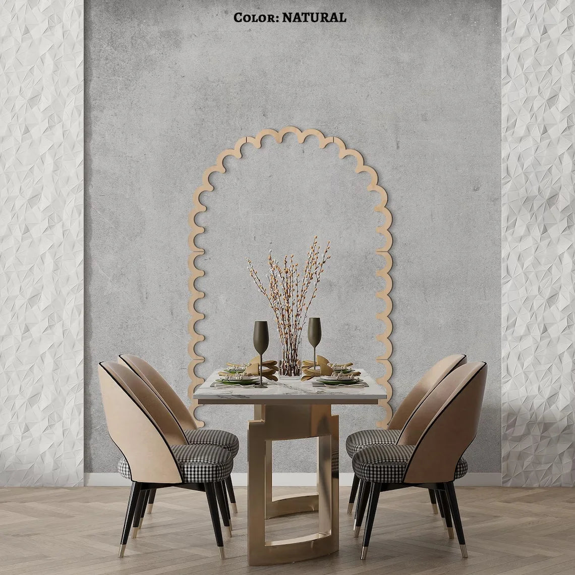 Wood Wall Arch Decor Modern Wooden Wall Panel Scallop Wall Trim Accent DIY wood  arch shaped wooden frame scalloped