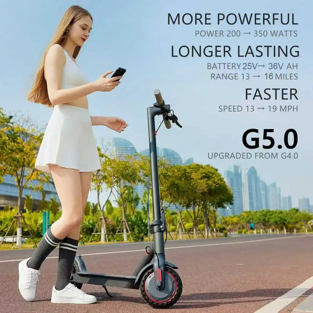 G5.0 Electric Scooter 36V High Capacity Battery 16Miles Long Range 19Mph 350W Motor 8.5Inch Tyres Foldable AOVOPRO Escooter