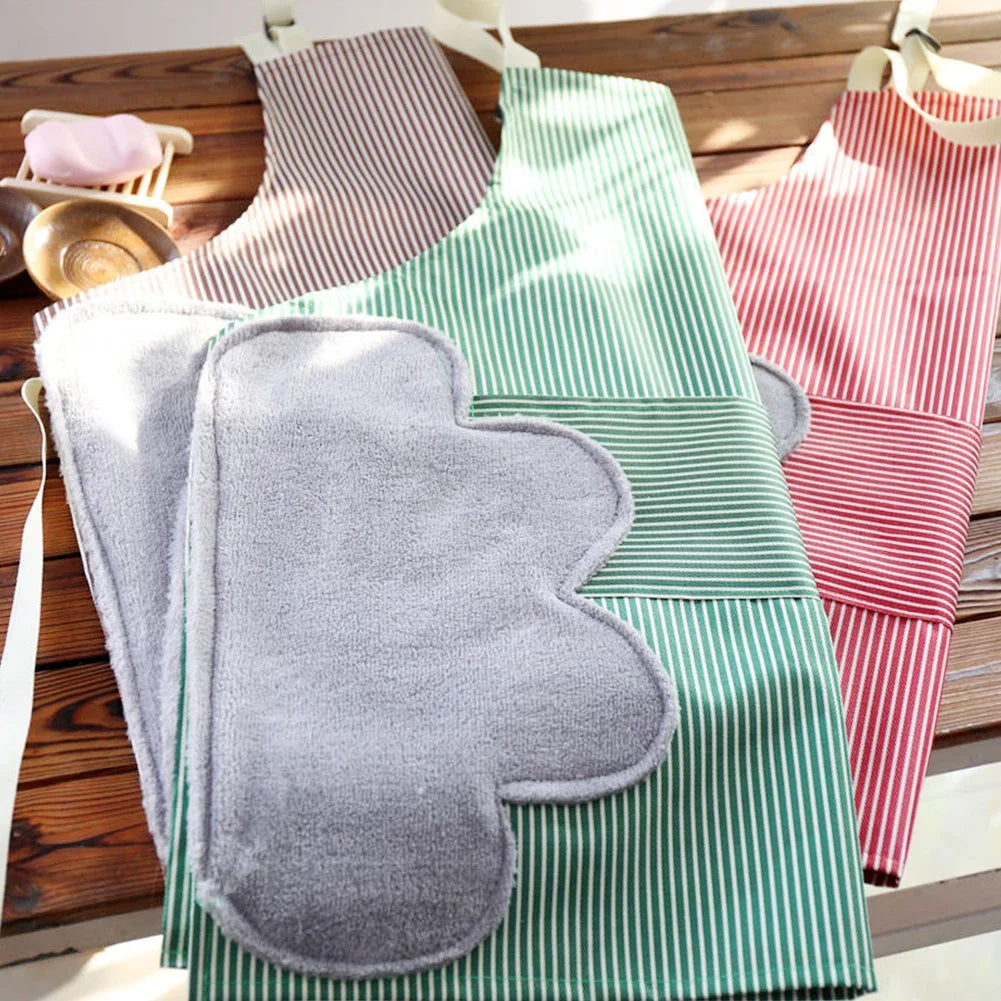 Kitchen Apron Unisex Cotton Hand Wipe Men's Household Kitchen Apron Large Pocket Waterproof and Oil-proof Female Baking Clothing