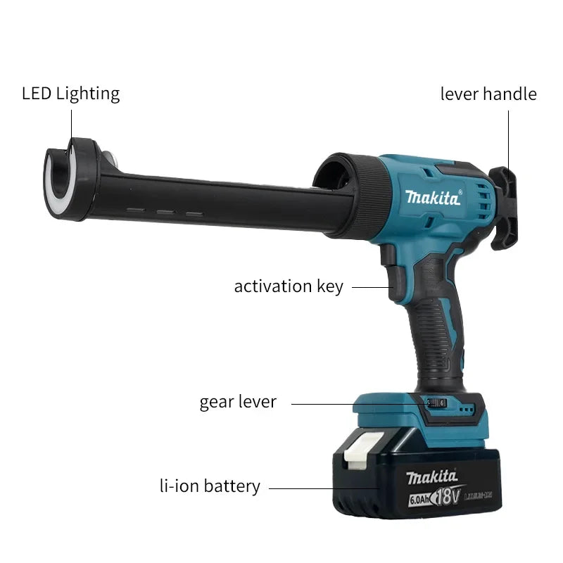 Makita  18V Battery Electric Glass Caulking Gun LED 6 Speed Cordless Silicone Gun Multifunctional DIY Repair Tool