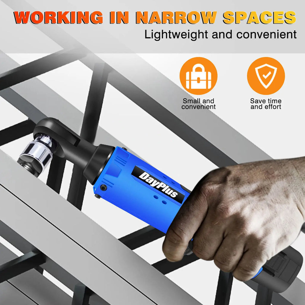 Cordless Ratchet Wrench, 2 x 12V 1.5Ah Batteries, Charger, Power Tool Wrench 3/8" Sq Drive,Cordless Ratchet with 7 Sockets
