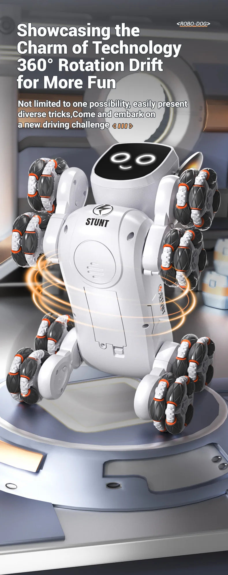 Jjrc Q193 Rc Stunt Car 8-Wheel Mechanical Robot Dog Lights for Kids Remote Gesture Sensing Dual Control Electronic Pet Toy Car