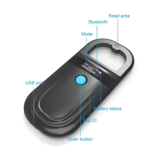 5YOA Handheld 134.2Khz Animal RFID Reader Pet Cat Dog Micro-Type Chip Scanner FDX-B Glass Chip USB/Bluetooth Tag Reader