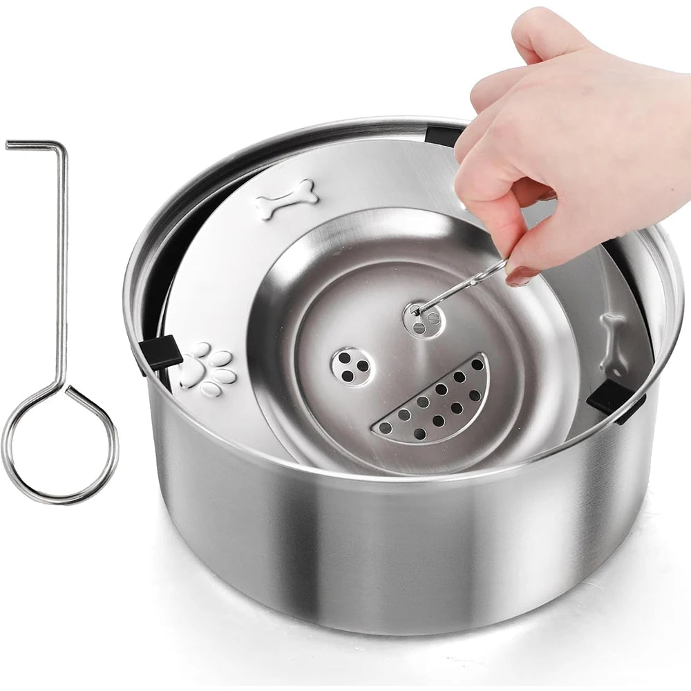 Dog Water Feeder Bowl，Big Capacity Stainless Steel Dog Cat Pet Floating Bowl，No Spill Anti-Splash Dog Water Dispenser Bowl