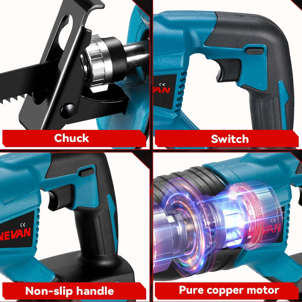 ONEVAN 3000W Brushless Cordless Reciprocating Saw Electric Chainsaw Cut Saw Wood Metal Pipe Cutting Tools For Makita Battery Pin