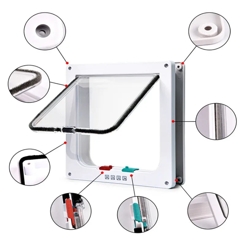 Smart Pet Door Automatic Closing Cat Door Secure Dog Doors Convenient Cat Doors SelfLocking Safe Durable Puppy Gates