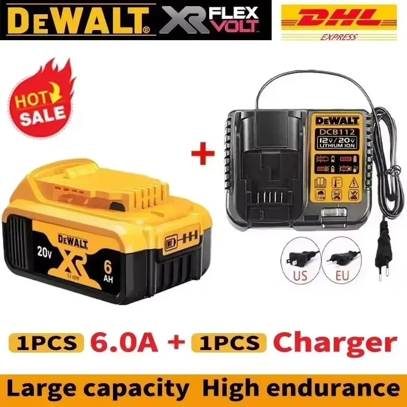 Original DEWALT Battery 20V/60V 6-9.0Ah Rechargeable Li-Ion Battery ,Dewalt Tool Battery, Charger Dewalt Battery+electric Drill