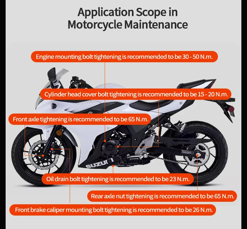MOVECRAB Digital Torque Wrench 1-340N.m 2% Accuracy Preset & LED/Buzzer Alerts for Bike Motorcycles Automotive Mechanical Tool