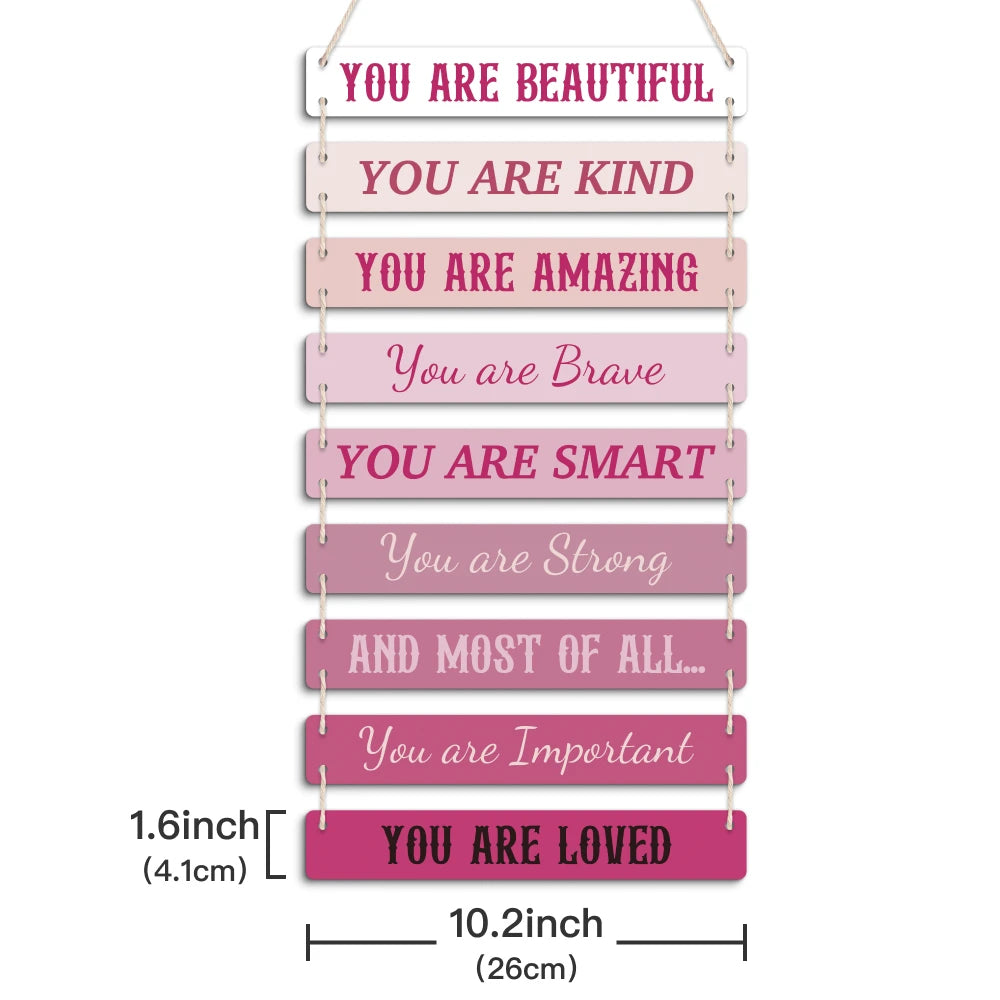Putuo Decor 1pc Wooden Hanging Sign, You Are Beautiful You Are Kind, Wall Art Decoration for Home Cafe Coffer Shop Office, Gift