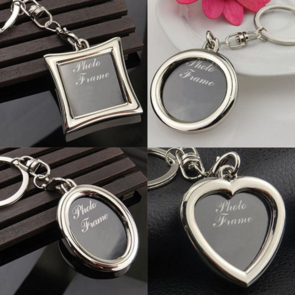 Creative Key Chain Mini Heart Square Round Oval Insert Photo Frame Rotary Keychain Keyring Women Gifts
