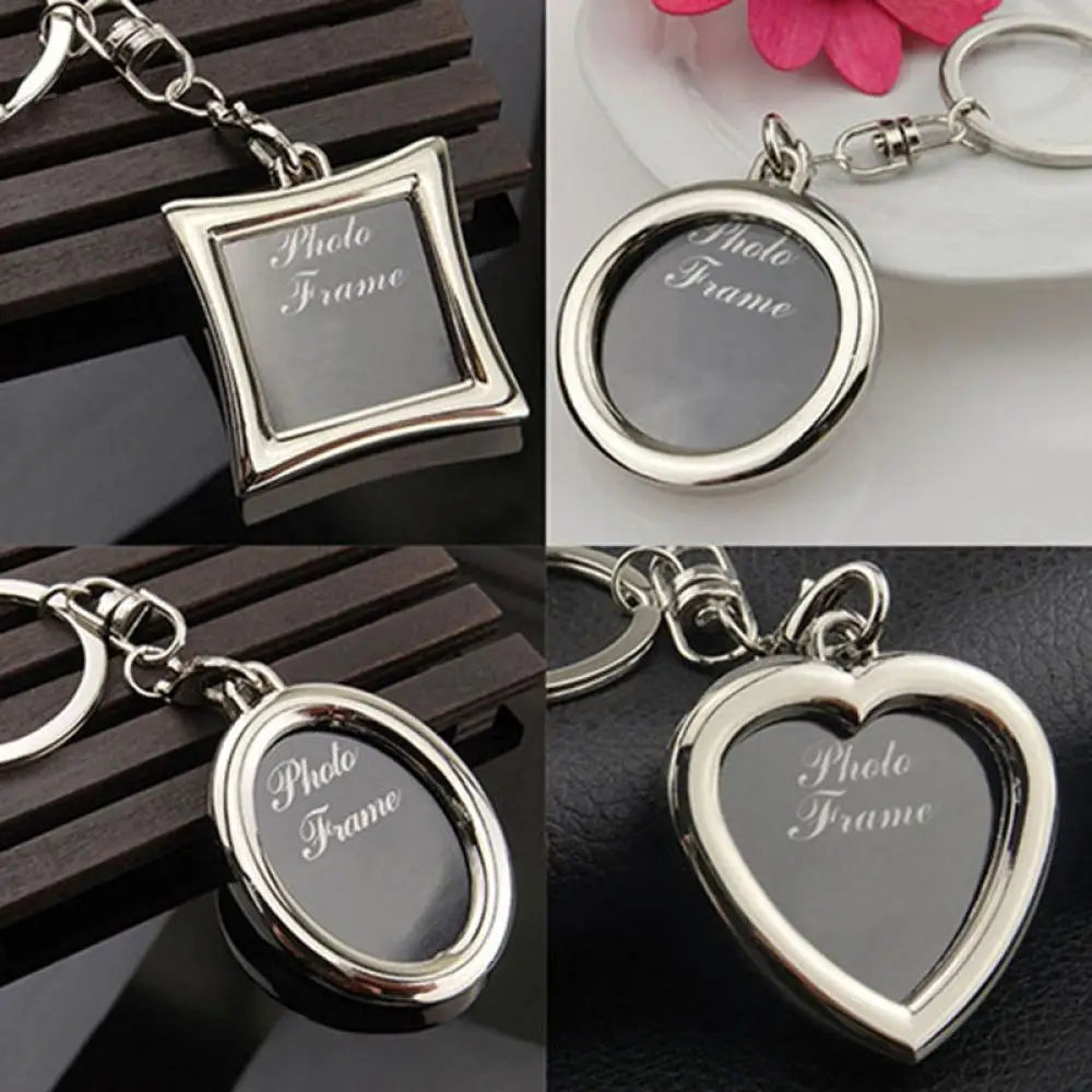 Creative Key Chain Mini Heart Square Round Oval Insert Photo Frame Rotary Keychain Keyring Women Gifts