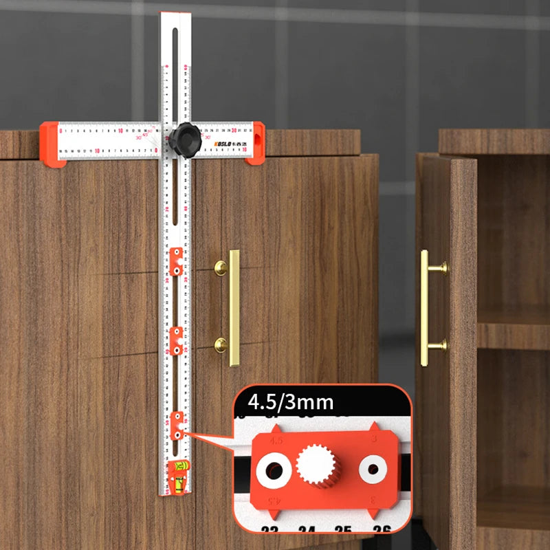 Woodworking 2-in-1 Punching Positioning Ruler T-Shaped Ruler Multifunctional Angle Ruler,Aluminum Alloy Marking Measuring Tool