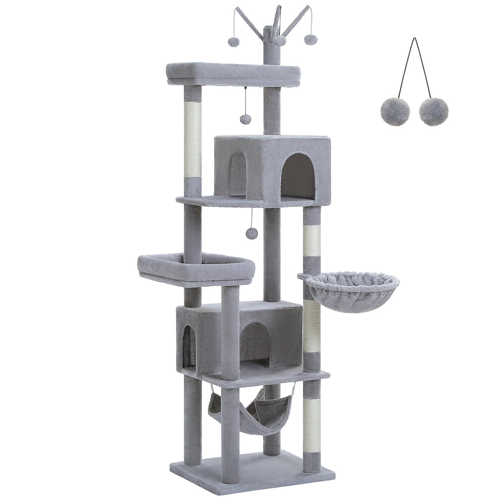 Multi-Level Cat Tree for Indoor Large Cat Tower with Scratching Posts Spacious Cat Condo Soft Top Perch Cat Furniture Cat Toys