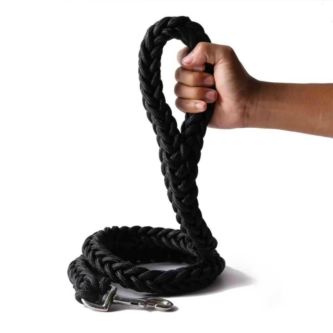 Durable Nylon Braided Large Dog Leash Traction Rope For Bulldog Rottweiler Hound Pets Walking Thick Hand Lead Accessories