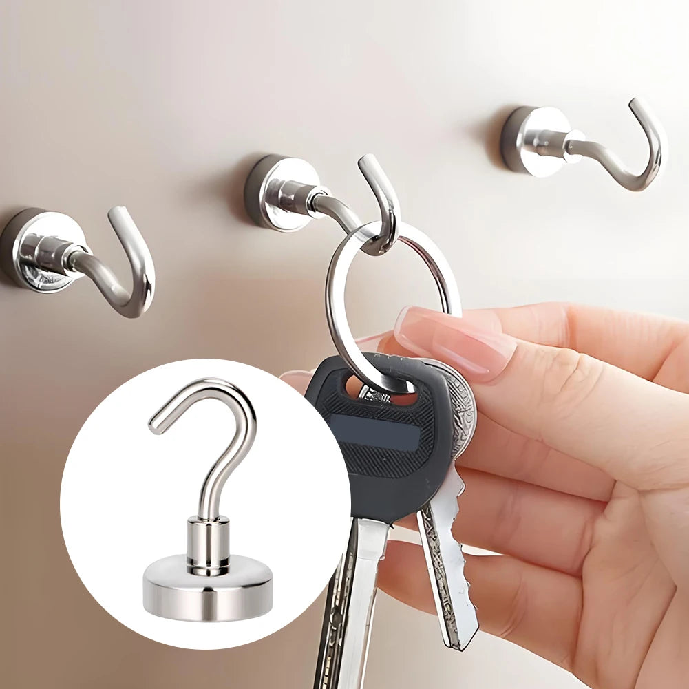10Pcs Strong Magnetic Hooks Punch free Practical Load Bearing Hook Thick Wall Storage For Indoor Outdoor Home Kitchen 2/12/34kg