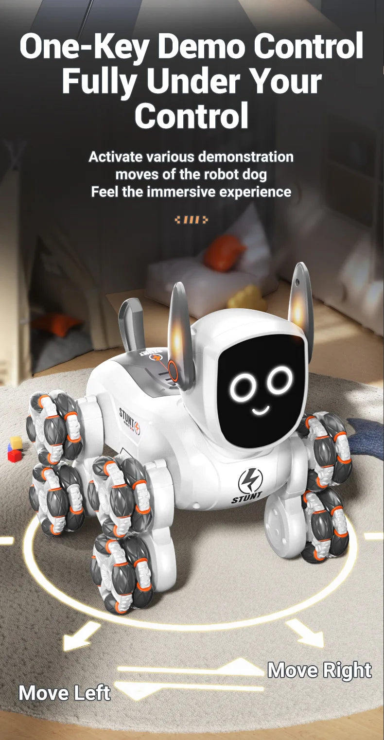 Jjrc Q193 Rc Stunt Car 8-Wheel Mechanical Robot Dog Lights for Kids Remote Gesture Sensing Dual Control Electronic Pet Toy Car