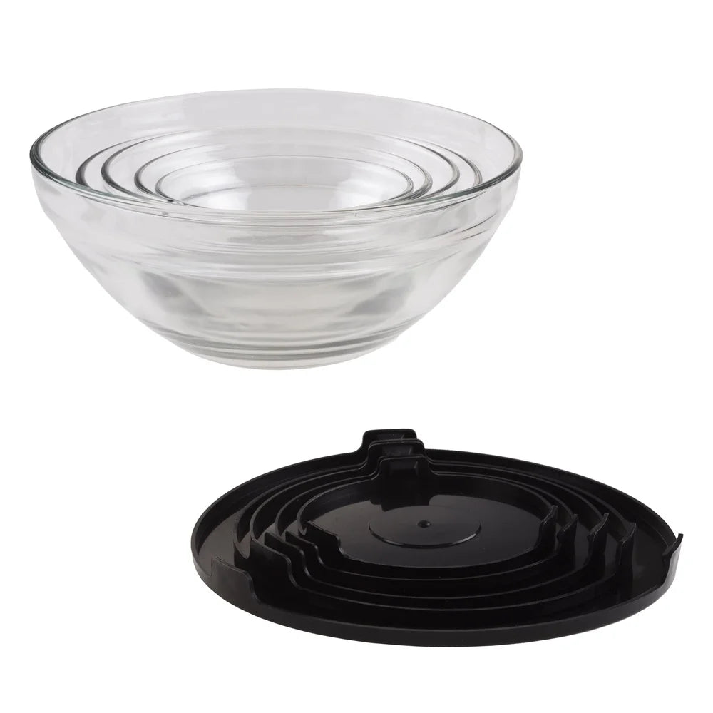 10 Piece Glass Storage Containers with Snap Lids Mixing Bowls Kitchen Prep Food Safe Reusable Space Efficient Dishwasher Safe
