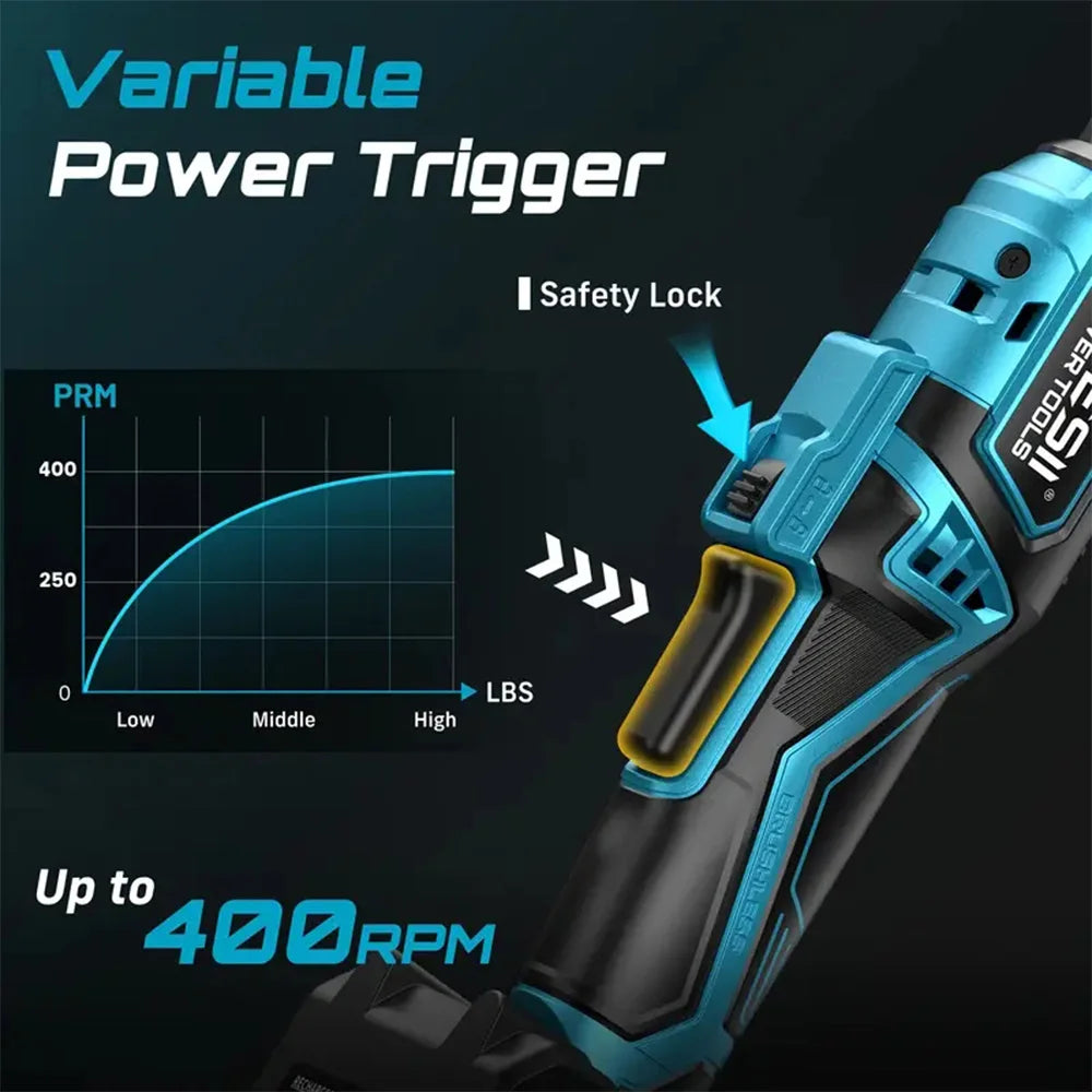Seesii 6.3'' Extended Electric Ratchet Wrench kit 21V 3/8" Cordless Electric Wrench 80Nm Angle Wrench for Makita 18V battery pin