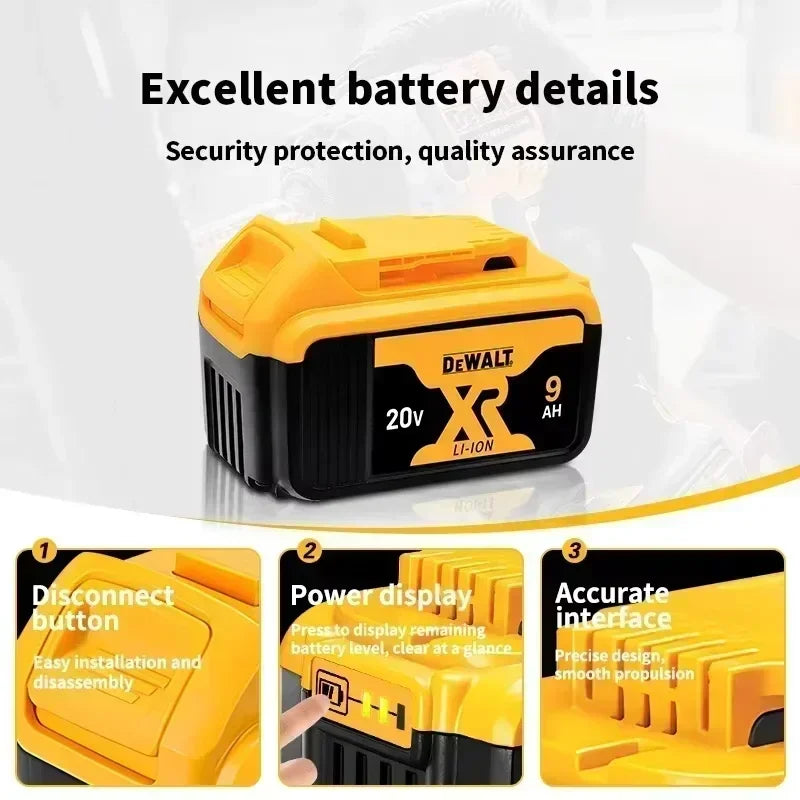 Original DEWALT Battery 20V/60V 6-9.0Ah Rechargeable Li-Ion Battery ,Dewalt Tool Battery, Charger Dewalt Battery+electric Drill