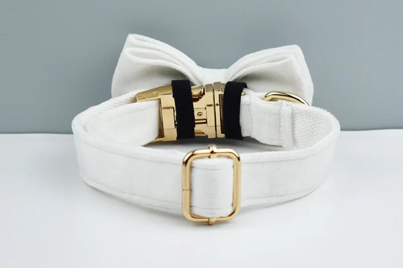 White Velvet Dog Collar And Leash Set For Small Medium Large Dogs Custom Engraved Nameplate Pet Supplies Dog Leash Velvet 38