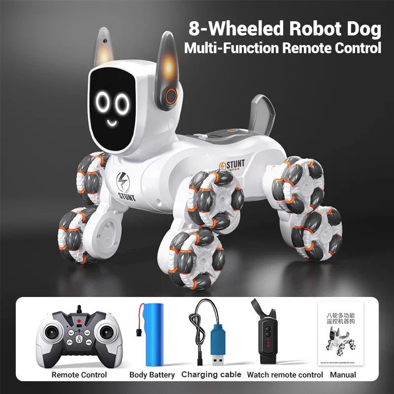 Jjrc Q193 Rc Stunt Car 8-Wheel Mechanical Robot Dog Lights for Kids Remote Gesture Sensing Dual Control Electronic Pet Toy Car