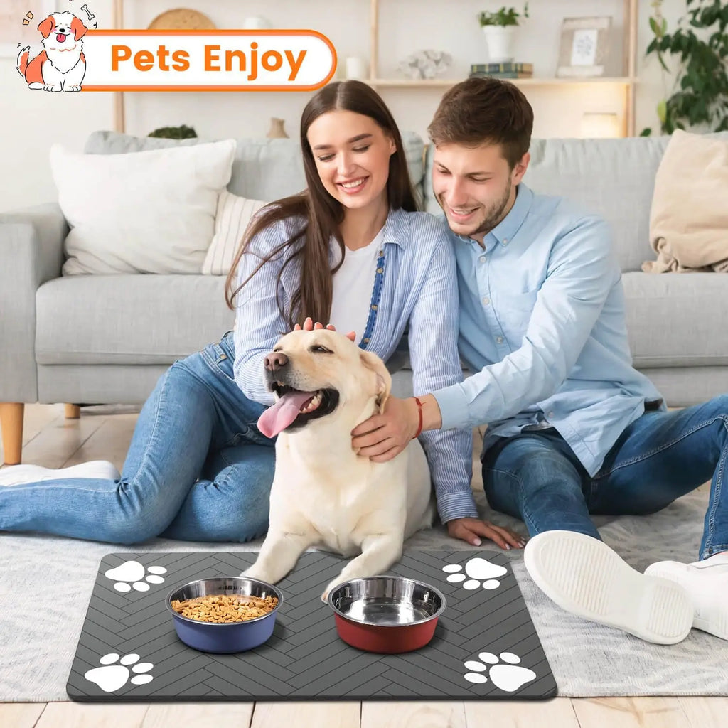Pet Feeding Mat Absorbent Dog Cat Mat for Food and Water Easy to Clean Pet Placemats Quick Dry Dog Mat for Messy Drinkers