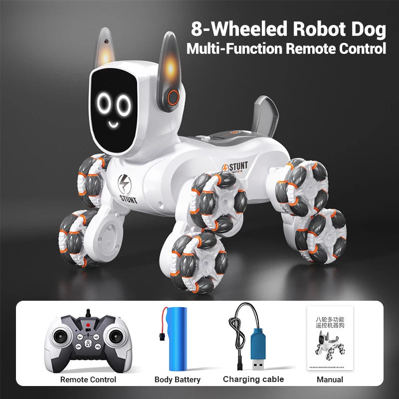 Jjrc Q193 Rc Stunt Car 8-Wheel Mechanical Robot Dog Lights for Kids Remote Gesture Sensing Dual Control Electronic Pet Toy Car