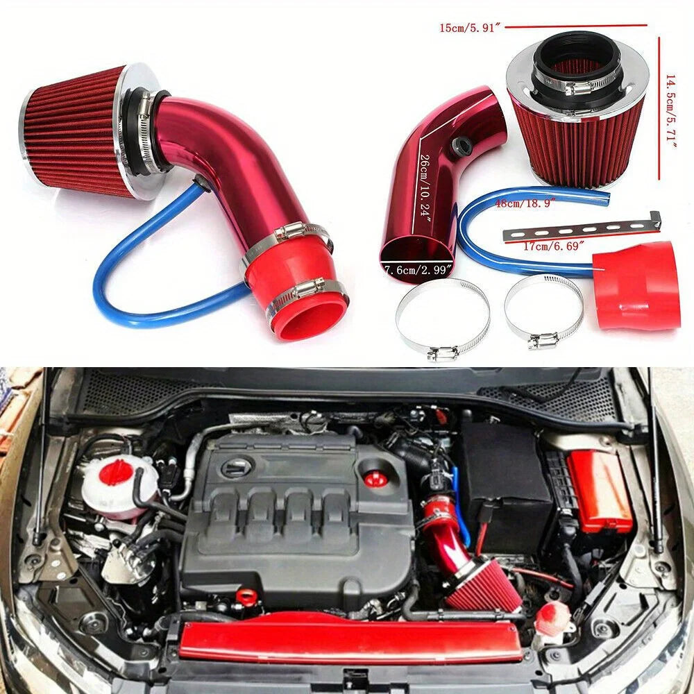 Cold Air Intake Filter Induction Pipe Power Flow Hose System Car Accessories