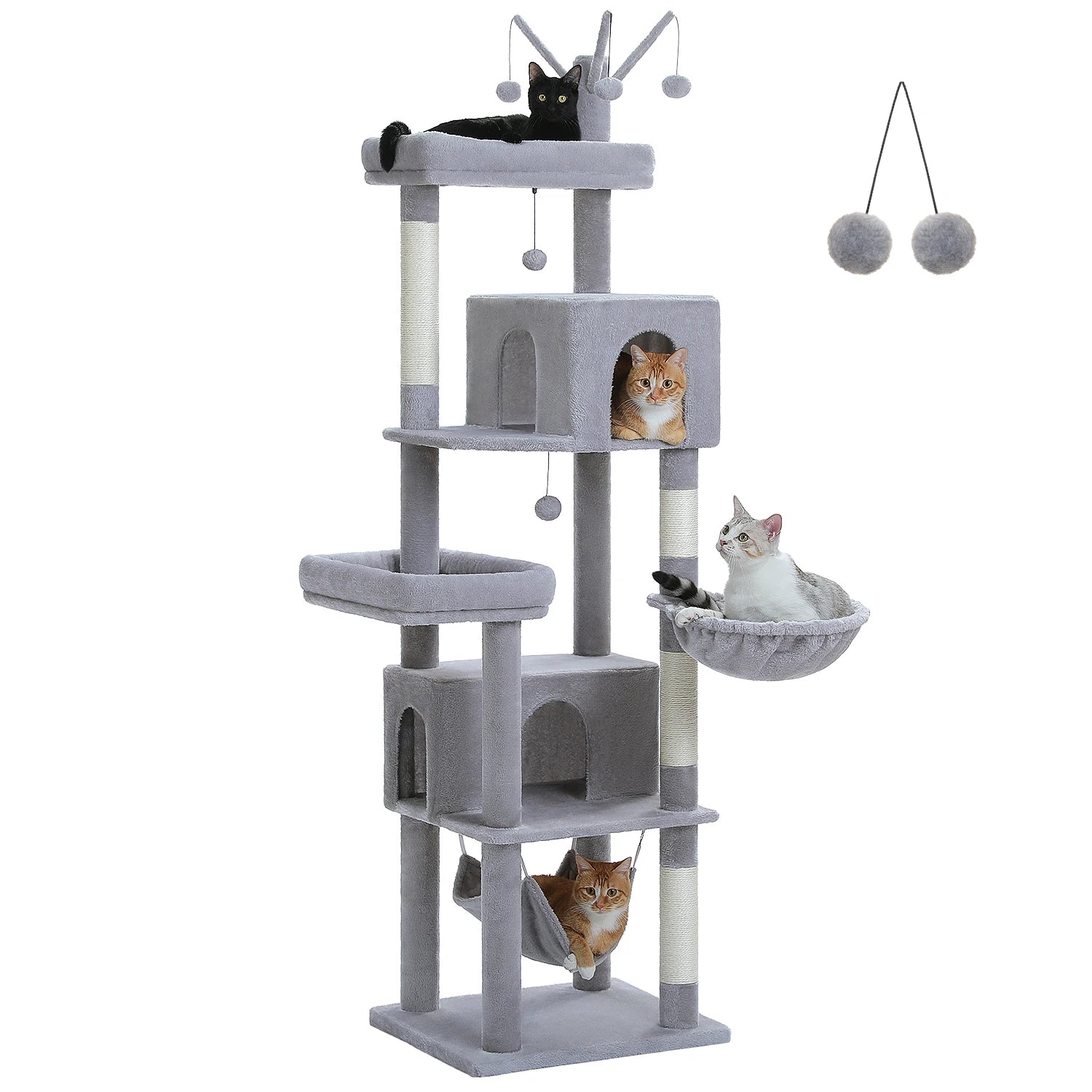 Multi-Level Cat Tree for Indoor Large Cat Tower with Scratching Posts Spacious Cat Condo Soft Top Perch Cat Furniture Cat Toys
