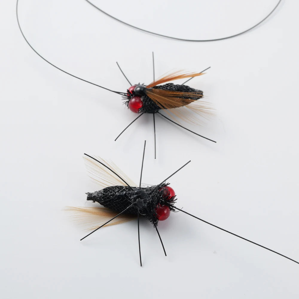 Simulated Fly Cat Toy Replaces Head Cat Teasing Stick Teasing Interactive Wand Little Bug Pet Toy