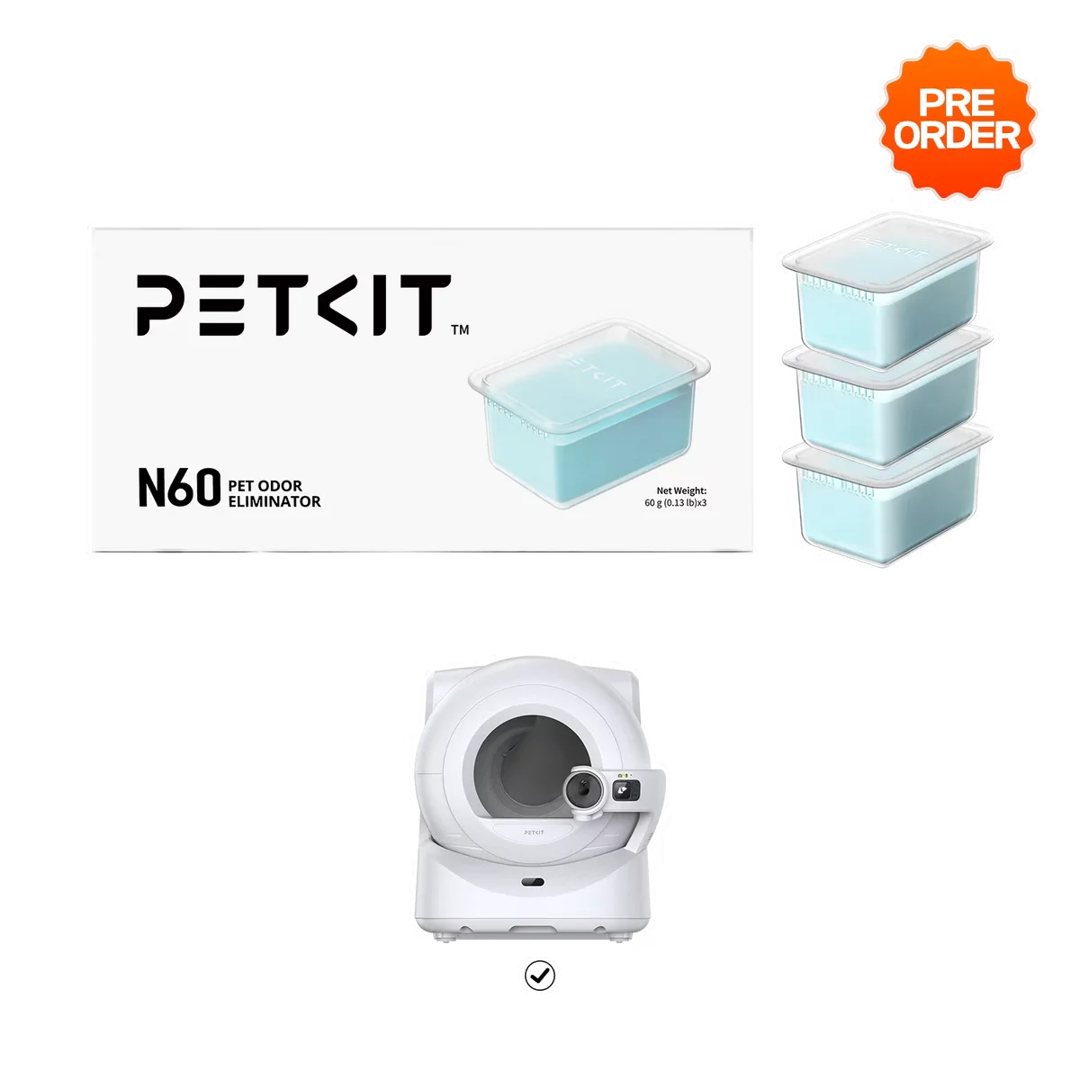 Petkit Pet Eliminator N60 Exclusive For PUROBOT Ultra Self-Cleaning Litter Box, Cat Toilet Odor Control(Pack Of 3)