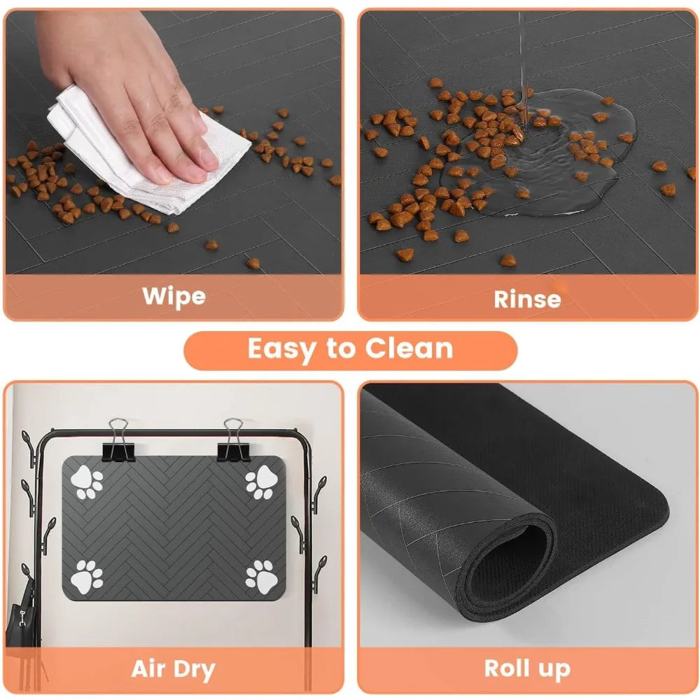 Pet Feeding Mat Absorbent Dog Cat Mat for Food and Water Easy to Clean Pet Placemats Quick Dry Dog Mat for Messy Drinkers