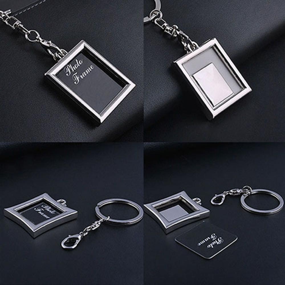 Creative Key Chain Mini Heart Square Round Oval Insert Photo Frame Rotary Keychain Keyring Women Gifts