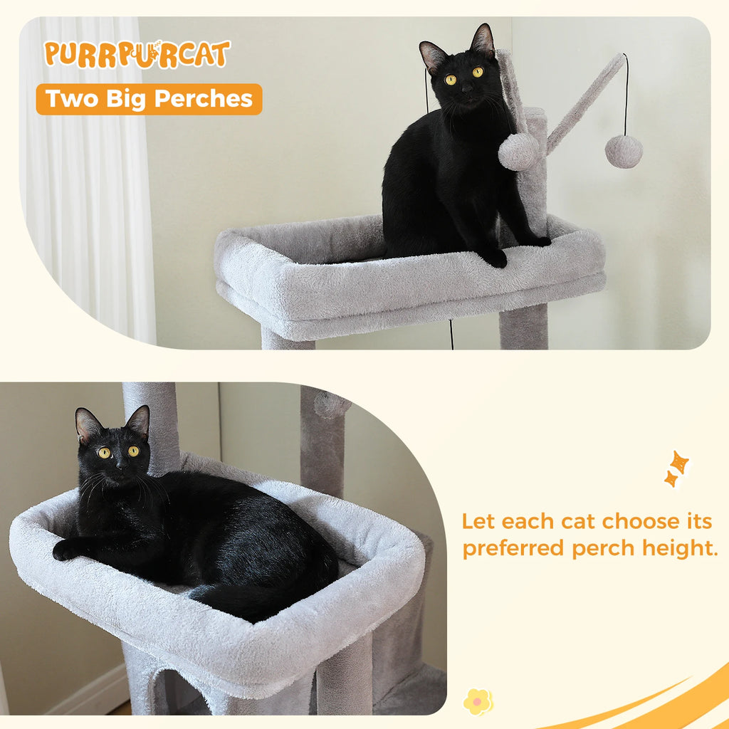 Multi-Level Cat Tree for Indoor Large Cat Tower with Scratching Posts Spacious Cat Condo Soft Top Perch Cat Furniture Cat Toys