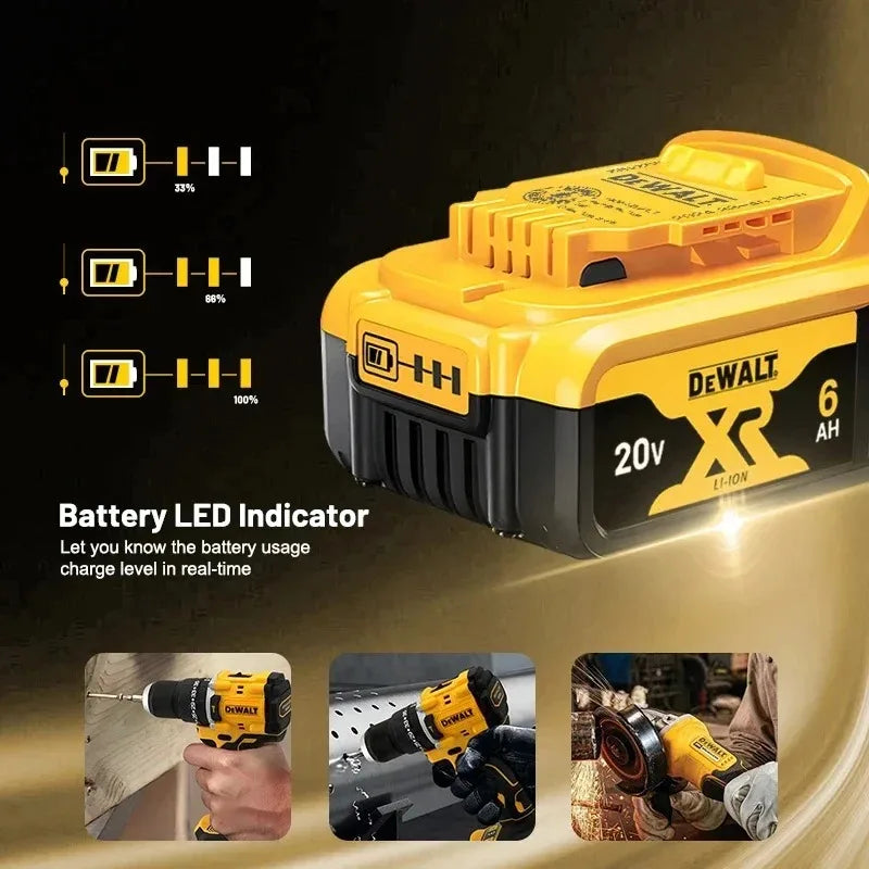 DeWALT Original Battery 20V 5.0Ah 6.0Ah MAX FlexVolt for DCB606 DCB205 DCB206 DCB209 DCB182 Power Tool with Charger