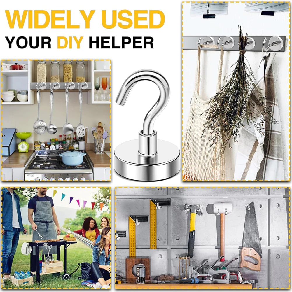 10Pcs Strong Magnetic Hooks Punch free Practical Load Bearing Hook Thick Wall Storage For Indoor Outdoor Home Kitchen 2/12/34kg