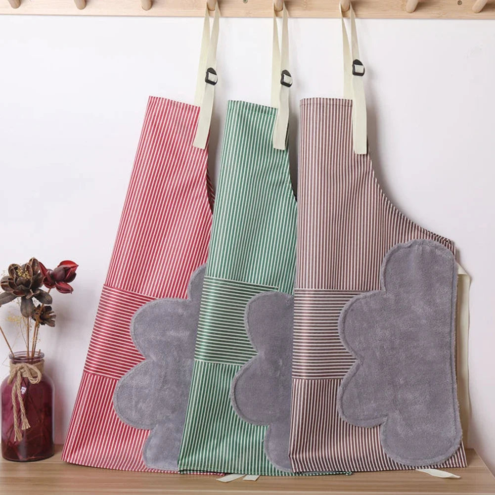 Kitchen Apron Unisex Cotton Hand Wipe Men's Household Kitchen Apron Large Pocket Waterproof and Oil-proof Female Baking Clothing