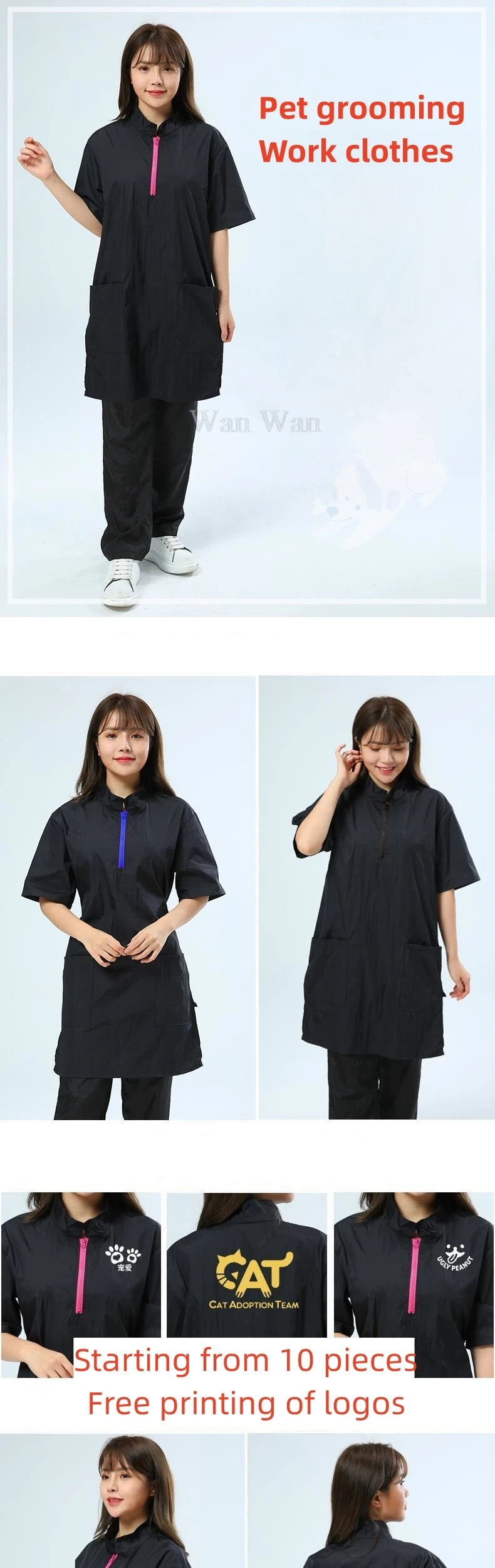 Pet Dog Grooming Clothing Waterproof Work Clothes Pet Groomer Uniforms Long Style Hair Salon Anti Hair Smock Hairdresser Gown