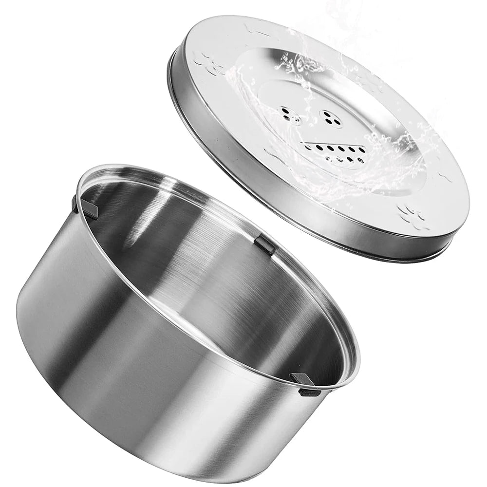Dog Water Feeder Bowl，Big Capacity Stainless Steel Dog Cat Pet Floating Bowl，No Spill Anti-Splash Dog Water Dispenser Bowl